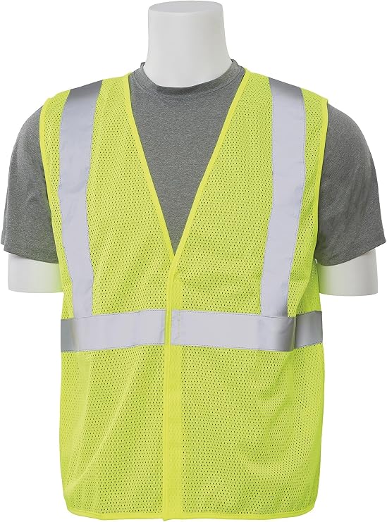 ERB 61429 Model S362 Type R Class 2 Economy Mesh Safety Vest, Hi Viz Lime, 3XL Size