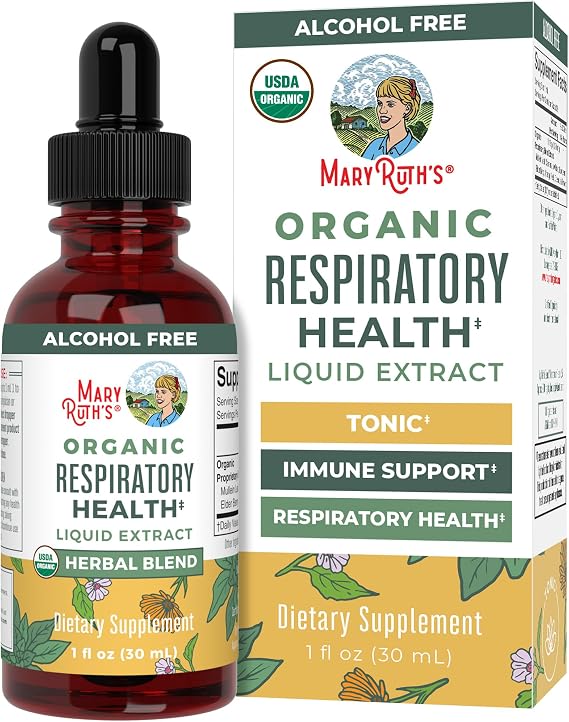 MARYRUTH'S USDA Organic Respiratory Health Liquid Drops, Herbal Blend, 1oz