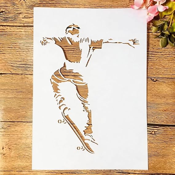 TIAMECH A4 Reusable Skateboarding Sports Stencil for Painting