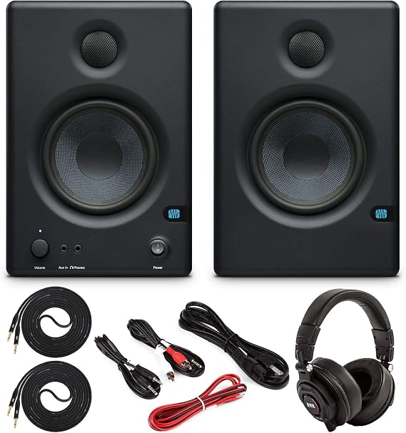 PreSonus Eris E4.5 Pair High-Definition 2-Way 4.5" Active Home/Studio Monitor Set w/Stereo and Instrument Cable Kit