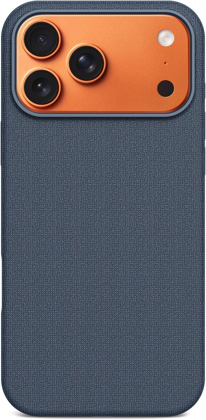DUEDUE TechWoven Hülle für iPhone 17 Pro 63 5G 2025 Kompatibel mit MagSafe Anti-Rutsch Griff Handyhülle mit Metallknöpfe Gewebetextur-Design Kabelloses Laden mit Kamera-Steuerung Dunkelblau