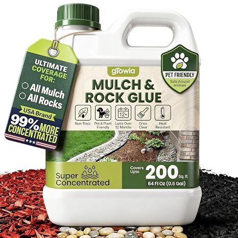 Mulch and Rock Glue for Landscaping - 0.5 Gallon Cover Upto 200 sqft