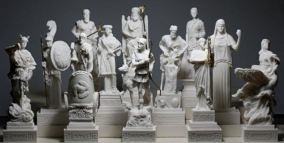 Set 12 Twelve Greek Olympian Gods Pantheon Figure Alabaster Statue Sculpture