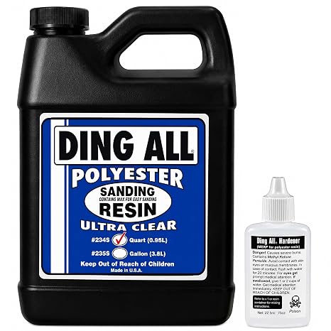 Ding All Sanding Resin 1 Quart Polyester for Surfboard Fiberglass Repair