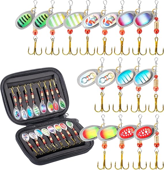 SF Fishing Lure Spinner Baits 6g for Bass Pike Trout Salmon Hard Metal Spinnerbaits Kit with Tackle Boxes 5/10Pcs