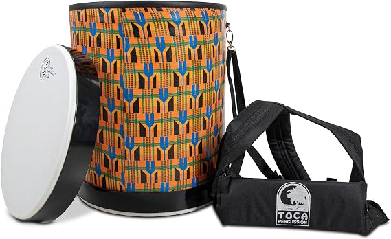 Toca Sympatico Nesting Djundjun, 16" Head, Pretuned Fiber with Dot, Kente Cloth (TSSNDD-16K-FDP)