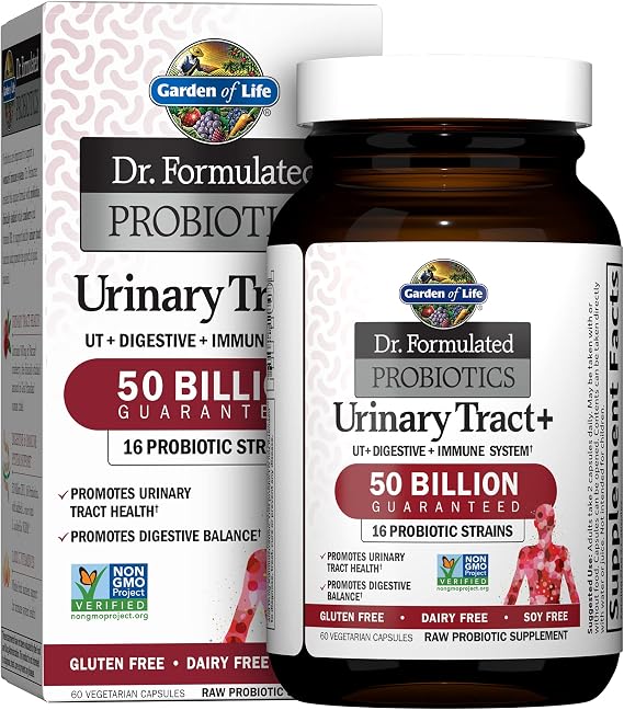 Garden of Life Dr. Formulated Probiotics Urinary Tract+, 50B CFU, 60ct | 50 Billion CFU - Supports Digestive, Immune & Urinary Tract Health, Vegetarian