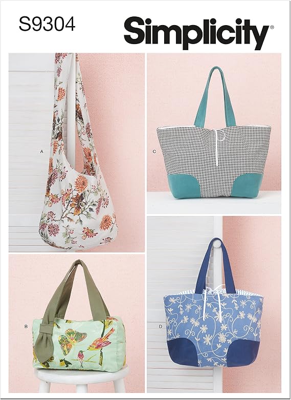 Simplicity Handbag, Hobo, Tote Bag Packet, Code 9304 Sewing Pattern, One Size, White,SS9304OS