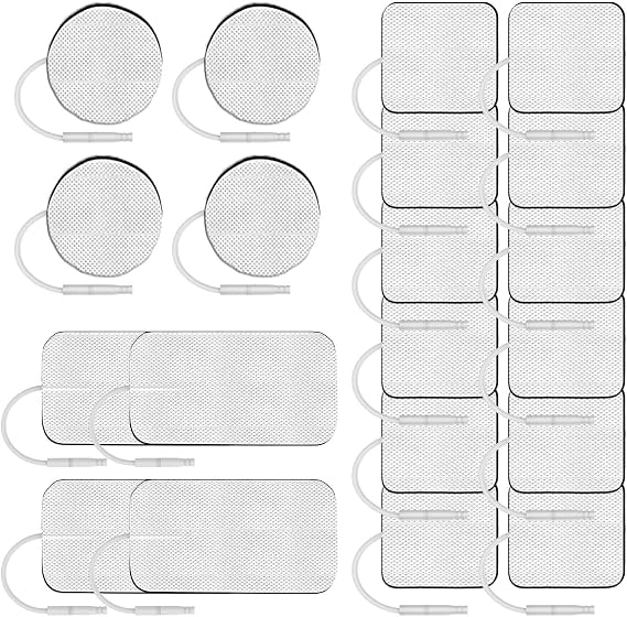 TENS Unit EMS Device Replacement Pads 20 Pcs Reusable Electrode Pads with Self-Stick Performance and Non-Irritating Design with All 2mm Pin Units Compatible with AUVON Care Tens, TENS 7000