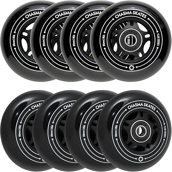 Flux 3 80mm Inline Skate Wheels 85A for Asphalt Inline Skating or Outdoor/Indoor Roller Hockey, Replacement Skate Wheels, 8 Pack with Bearings