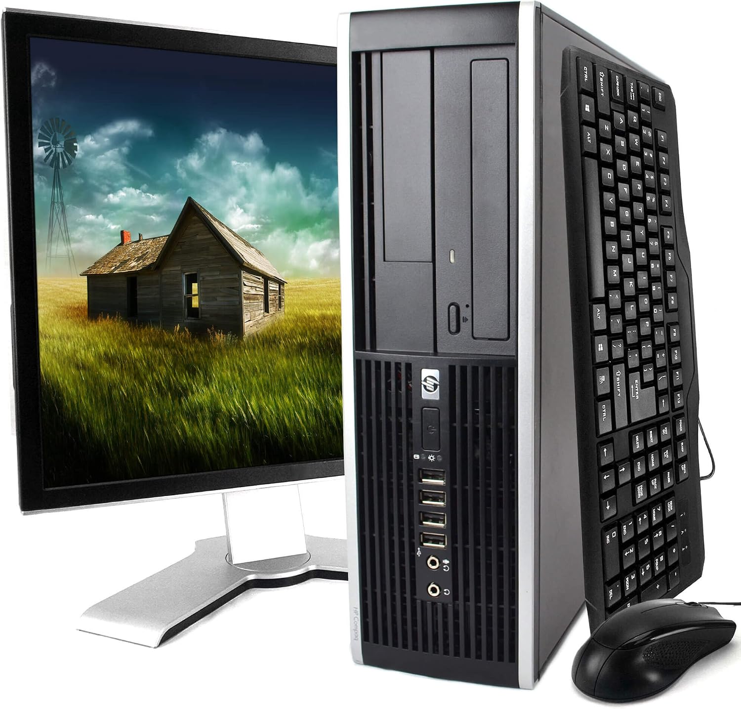 HP Elite, Core 2 Duo 3.0 GHz Processor, 4GB RAM, 160GB, DVDRW, Windows 10 Home, WiFi, 17-inch Monitor brands may vary Renewed