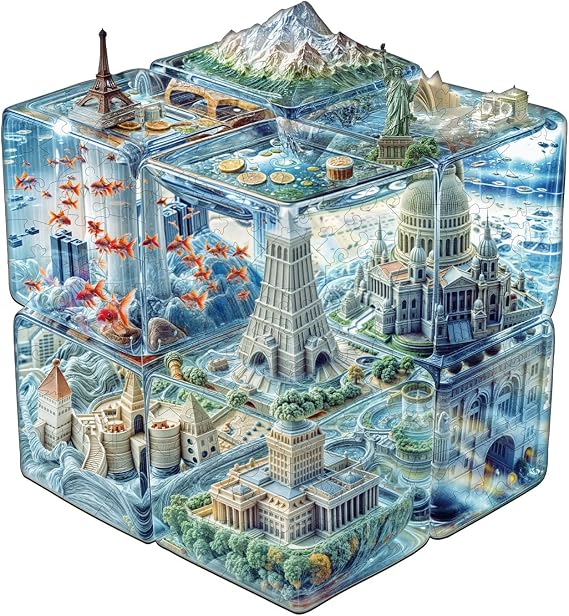 Cube City Puzzles Adults Gifts Wooden 90 Pieces 8.5 * 7.8in