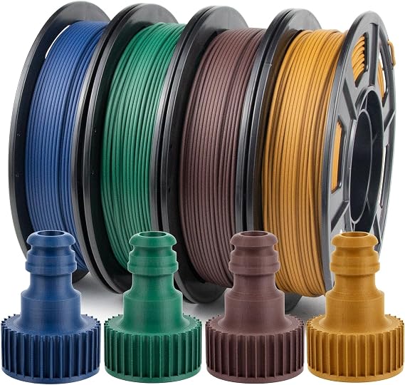 iSANMATE 3D Printer Filament, Colorful Carbon Fiber Filament Bundle, PLA Filament 1.75mm Carbon Fiber Pla(Blue, Army Green, Gold, Brown), High-Accuracy +/- 0.02 mm, 250g x 4 Spool