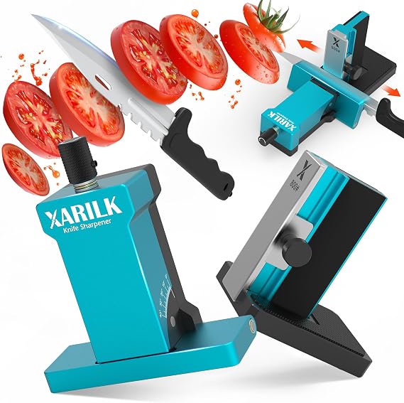 Adjustable Rolling Knife Sharpener Kit 10-40 Adjustable Angles, Removable Diamond Plates (320# 800# 2000#), Portable Design Premium Kitchen Knife Sharpening Tool