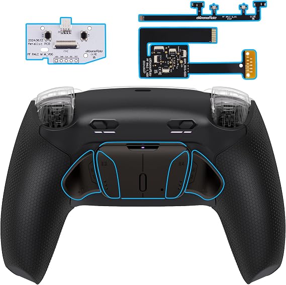 eXtremeRate RISE4 Plus MAX RMB Back Paddles Kit with Clicky Trigger Stops & Rubberized Grip for PS5 Controller BDM-010 020, Remappable Real Metal Back Buttons Kit for PS5 Controller – Black