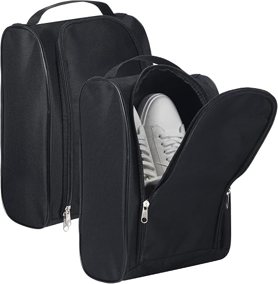 2 Pcs Smell Proof Shoe Bags for Travel Cleat Bags for Sports Double Layer Cleat Bag Foldable Waterproof Travel Organizer with Handle Zipper Golf Soccer Pouch for Multiple Shoes