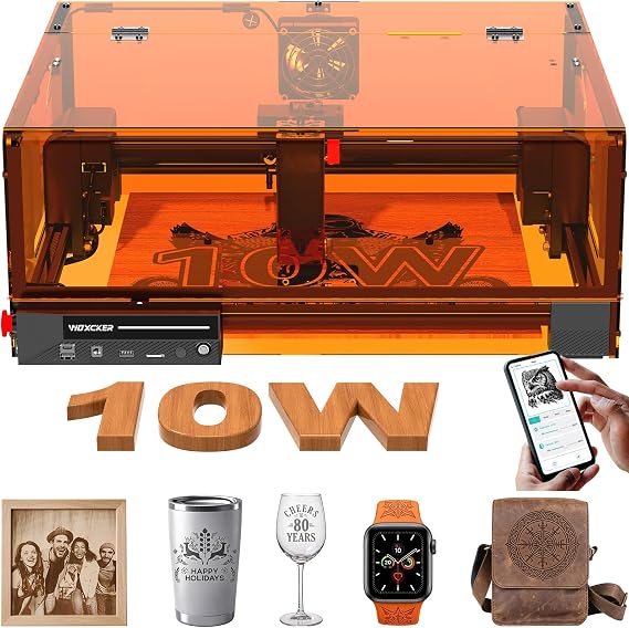 Laser Engraving Machine 10 W L2 MAX with Housing Laser Engraving 7 Safety Improvements 0.01 mm Precision CNC High Precision Laser Cutter 300 x 300 mm Working Area for Wood Metal Acrylic Glass Leather 7-speed safety system 0.01 mm precision 20000 mm/min speed CNC laser cutter 300 x 300 mm for wood and metal