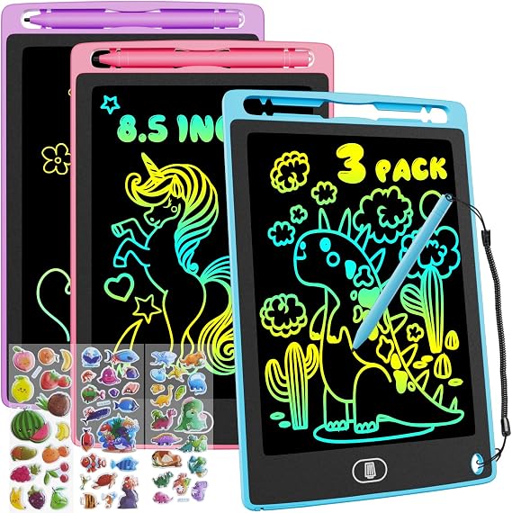 3 Pack 8.5 Inch LCD Drawing Board for Kids, Electight Colorful Writing Tablet Drawing Pad for KidsToys Gifts Learning Educational Toys for 3 4 5 6 7 Year Old Boys Girls Purple Pink Blue