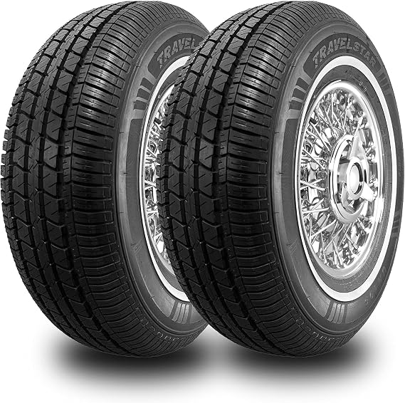 Set of 2 (TWO) Travelstar UN106 All Season 155/80R13 14mm White Wall Radial Passenger Car Tire- 155/80-13 79T + )