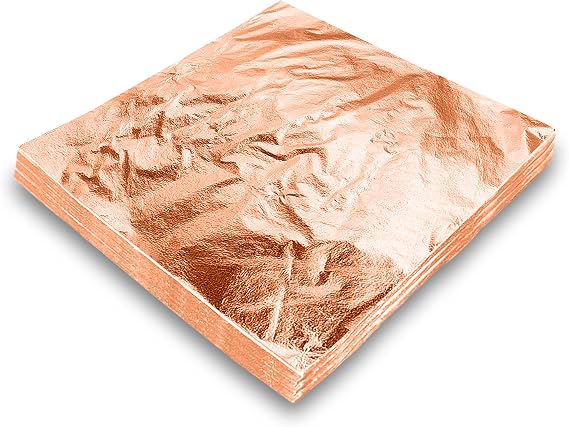 100 PCS Copper Leaf Sheets | 14x14cm Copper Foil Sheets for Gilding, Nails, Art & DIY Crafts | Copper Foil Paper Ideal for, Furniture, Home Decoration & Canvas Projects
