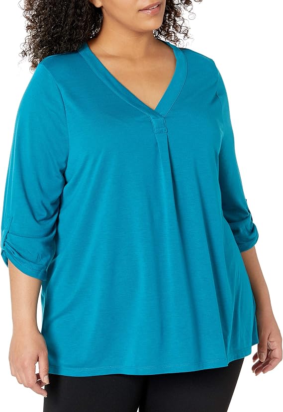 JUST MY SIZE womens Just My Size Women's Plus Size Rolled Sleeve Tunic