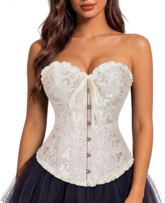 Kranchungel Corset Tops for Women: Renaissance Corset - Vintage Shapewear Bustier for Halloween Costume,Pirate & Themed Party