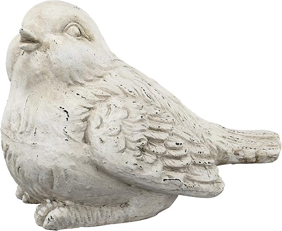 A&B Home, Large, 18.5x10x11 inches Bird Figurine, Antique White, Distressed