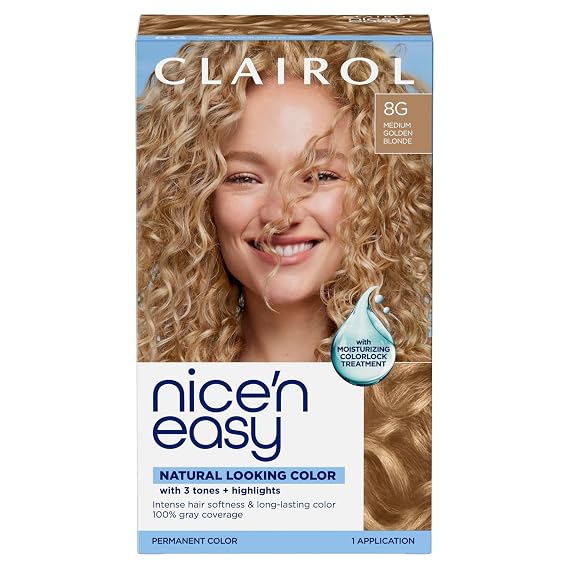 Clairol Nice'n Easy Permanent Hair Dye, 8G Medium Golden Blonde | 1 Pack