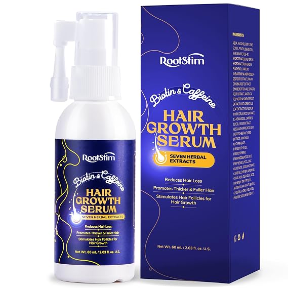 Hair Growth Serum, Rice Water & Biotin & Caffeine, Hair Growth Spray for Men & Women, Hair Oils for Hair Growth - Hair Thinning, Longer, Fuller Hair, Enriched with Seven Herbal Extracts