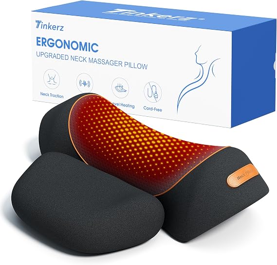 3 in-1 Cordless Neck Massager Pillow with Heat, Vibration & Traction