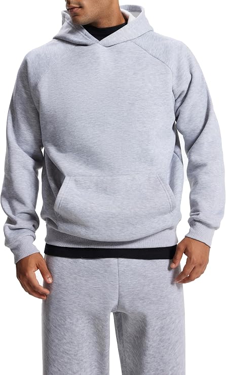 Men's Relaxed Fit Cotton Raglan Sleeve Hoodies Pullover Hooded Sweatshirt Casual Long Sleeve Shirts with Pocket