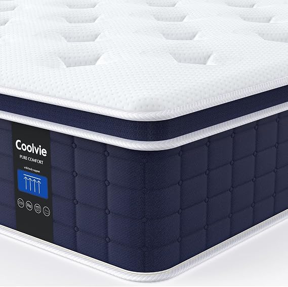 Coolvie 12 Inch Twin Size Mattress,3 Layer Premium Foam with Pocket Springs | Hybrid Twin Mattress in a Box, Motion Isolation and Pressure Relieving, Medium Firm Feel for All Sleepers, 100-Night Trial