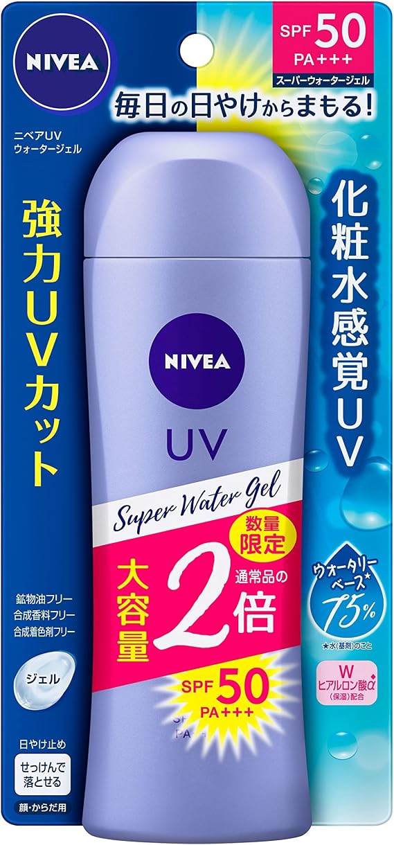 Nivea UV Super Water Gel, Large Capacity, 5.6 oz 160 g 2 times as regular product, Sunscreen SPF50/PA+++ UV Gel with Sensory