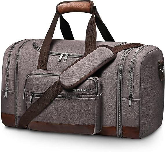 Duffle Bag for Travel Overnight Weekend Gym Carry On Luggage Bag, 50L Canvas Travelling bags for Men Women,XSZLD-BB2045-Grey-OneSIZE