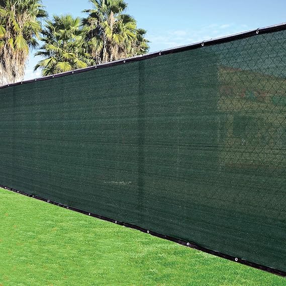 6'x25' 3rd Gen Dark Green Fence Privacy Screen Windscreen Shade Cover Mesh Fabric (Aluminum Grommets) Home, Court, or Construction