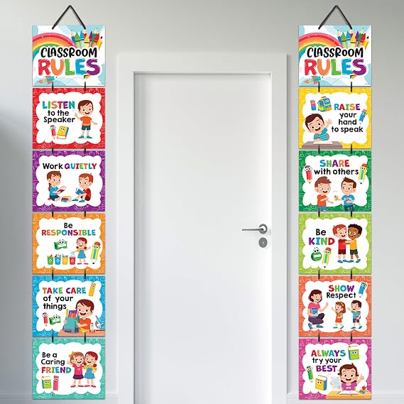 Classroom Hanging Class Rules Poster 12x10 Inch Classroom Rules Poster Middle School Classroom Rules Poster Kindergarten Colorful Classroom Decor Classroom Expectation Poster Class Poster