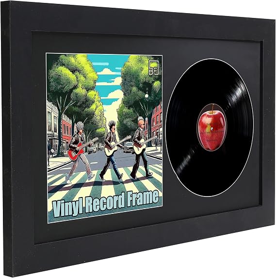 12" `Record Double Vinyl LP Record and Album Cover Frame With Blsck Mount Memorabilia Wall Display