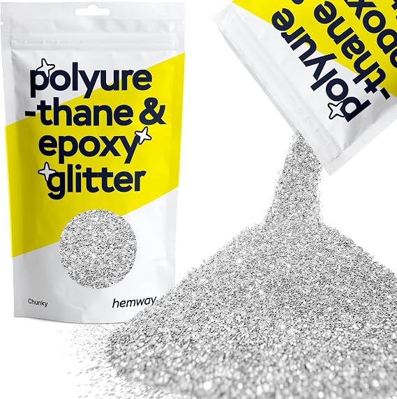 Hemway Resin Glitter Silver 100g Chunky Polyurethane & Epoxy Glitter