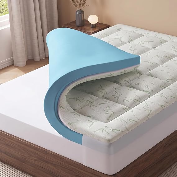 Sweetcrispy Full Mattress Topper, Memory Foam Pillowtop Mattress Pad 3 Inch