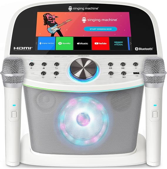 Singing Machine Karaoke Machine Screen, WiFi, Music Apps, 2 Microphones