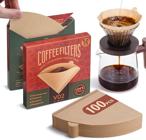 Coffee Filters Paper, Cone Shape, Brown, #2, 100 Count