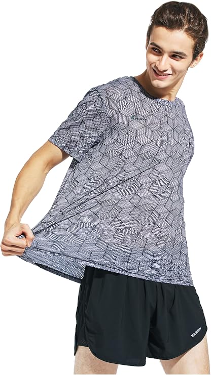 TLRUN Men's Ultra Light Running Shirts Mountain Bike MTB Base Tee Dry Fit Short Sleeve Athletic T-Shirt Cool Marathon Tops
