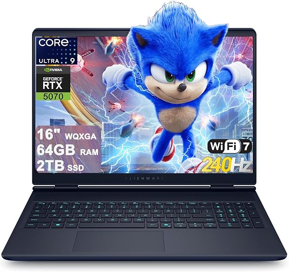Dell Alienware 16X Aurora Gaming AI Laptop 16" WQXGA 240Hz (100% DCI-P3) Intel 24-core Ultra 9 275HX 64GB RAM 2TB SSD GeForce RTX 5070 (Up to 798 Tops) Thunderbolt Wi-Fi7 Win11