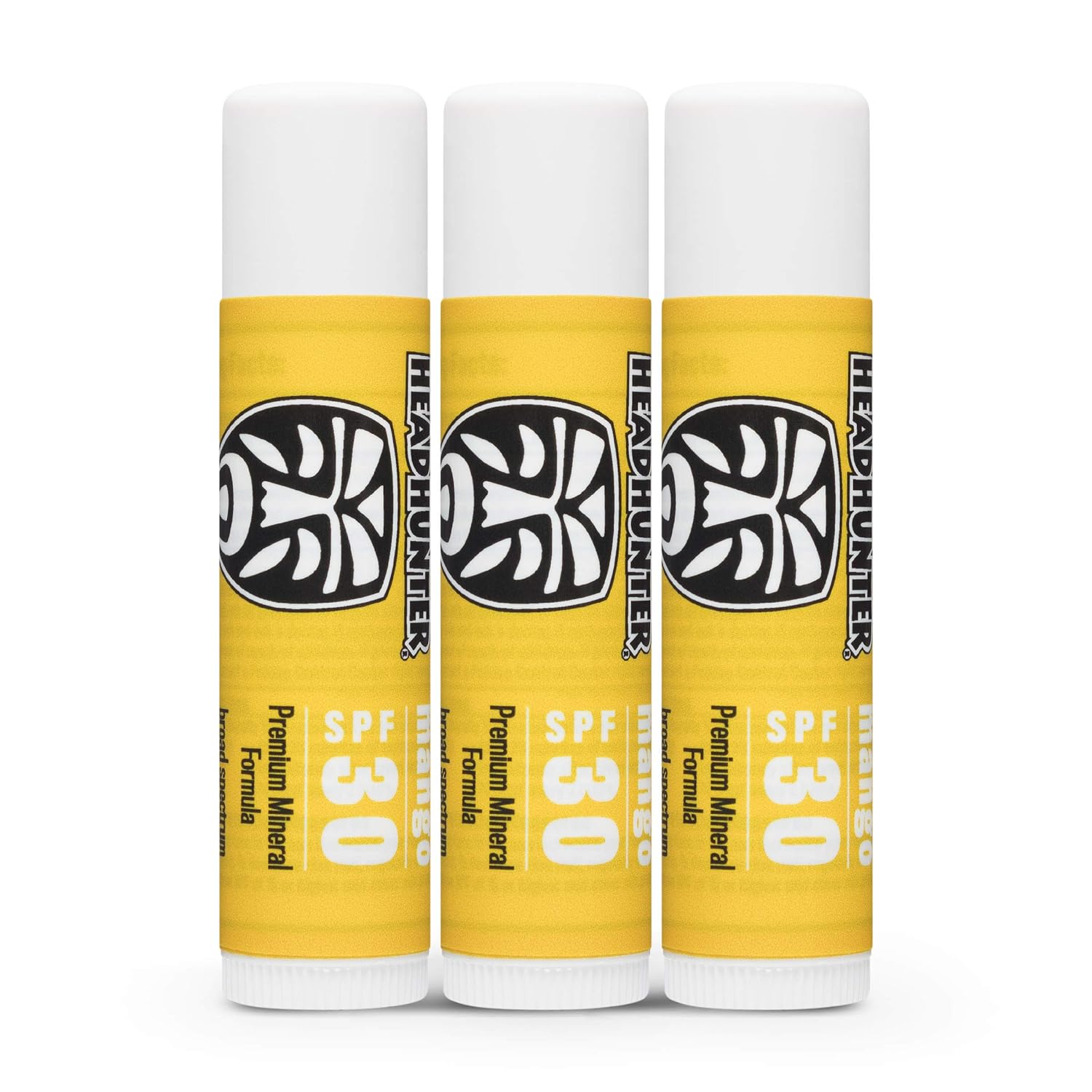 Headhunter Mango Sport Chapstick Sunscreen SPF 30, Natural Mineral Lip Balm For Sun Protection, Waterproof Lip Sunscreen For Ultra Sport Protection and Solar Defense, Reef Safe Sunblock Chap Stick 3 Pack