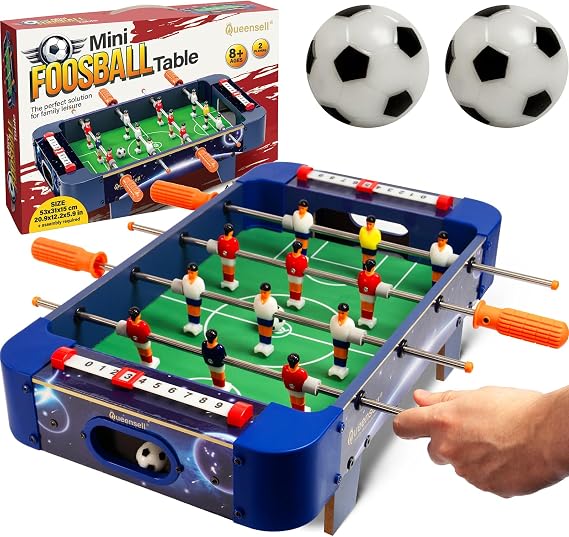Mini Foosball Table for Kids and Adults 21-Inch Mini Soccer Game, Mini Soccer Table Game for Family Game Nights