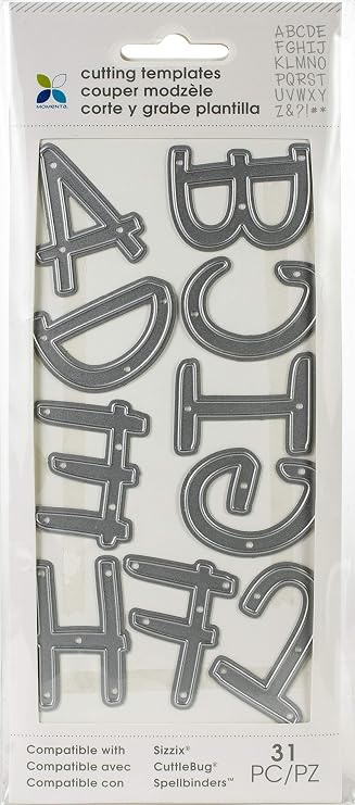 Momenta Die XL Alpha Upper Case In Handwritten - 26 Piece Kit - Full Alphabet of Versatile Steel Die Cut Templates - Add Detail to Scrapbooks, Greeting Cards, Mailboxes, Etc.