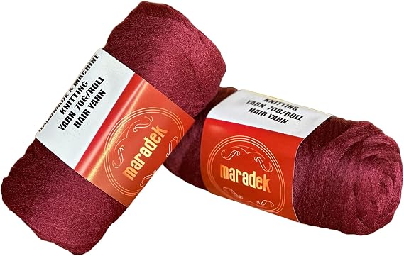 100% Acrylic Brazilian Wool Yarn 70g Fiber for Hair Crochet/African Weave/Knitting/Dreadlock Extensions/Twists and More (2 Pack, Burgundy)