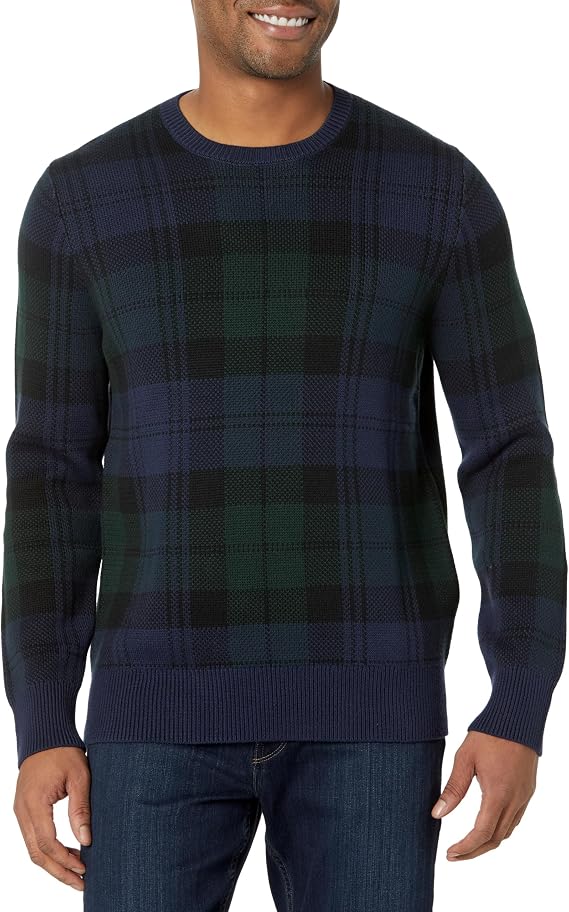 Brooks Brothers Mens Black Watch Cotton Crew Neck Sweater