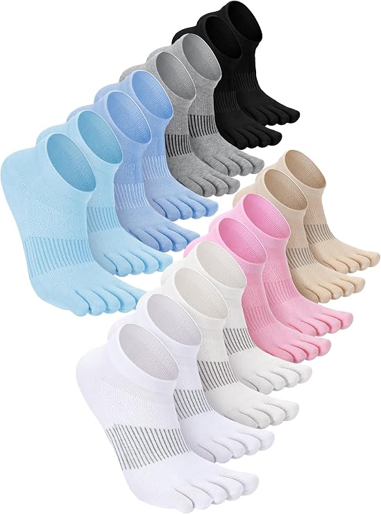 Bencailor 4/6/8/12Pairs Women's Athletic Toe Socks, 5-9