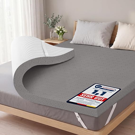 DOPEDIO 75cm Gel Memory Foam Matratzen Topper Weiche Matratzenauflage mit Öko-TEX® 100 Zertifizierung Waschbarer Bezug für Boxspringbett und Schlafsofa (180x200cm Grau)